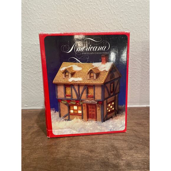 Americana Porcelain Collectible Christmas Village Candle Maker VTG 1991 Lighted - Picture 8 of 8